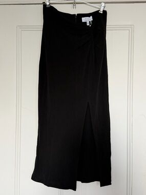 & Other Stories Black Midi Skirt with Front Slit